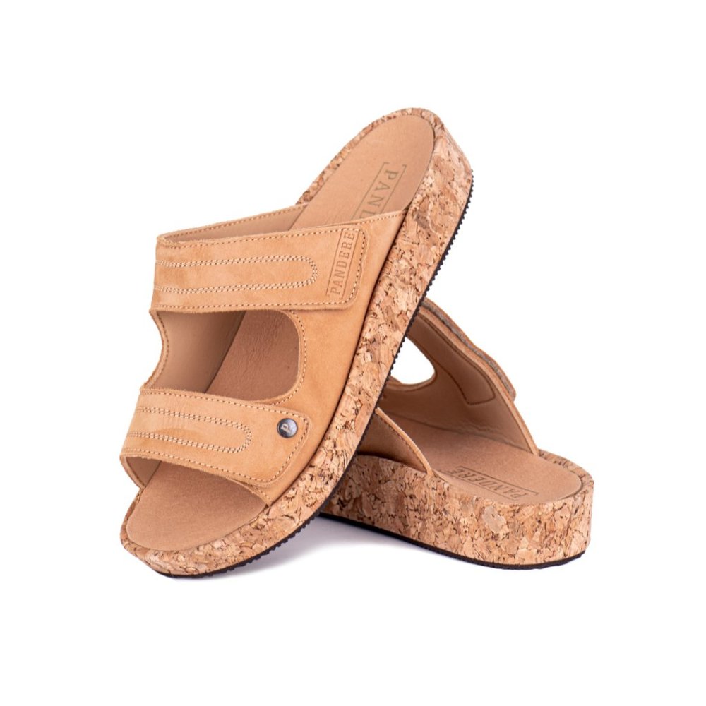 Pandere Conga Slide Camel Beige Wide Slip On Women's Sandals